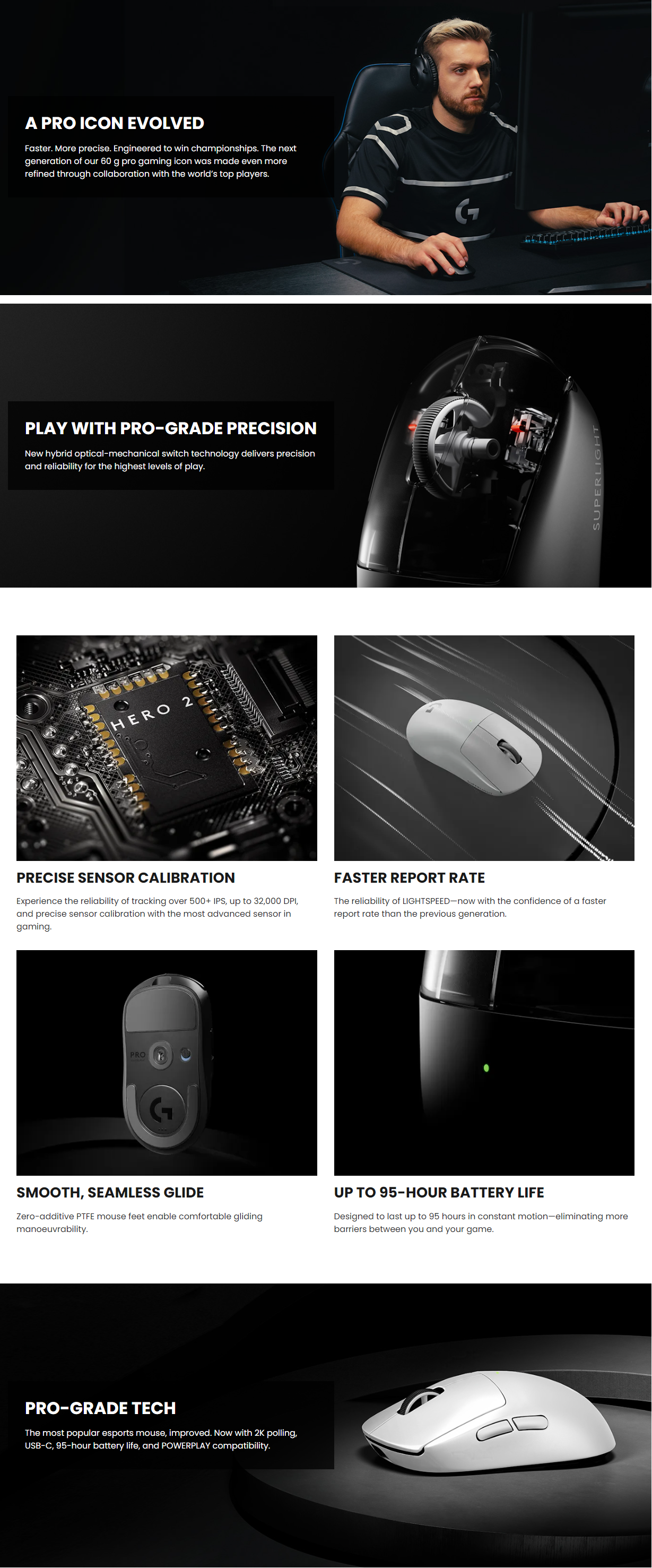 Logitech G PRO X SUPERLIGHT 2 LIGHTSPEED Gaming Mouse Black | BPC ...