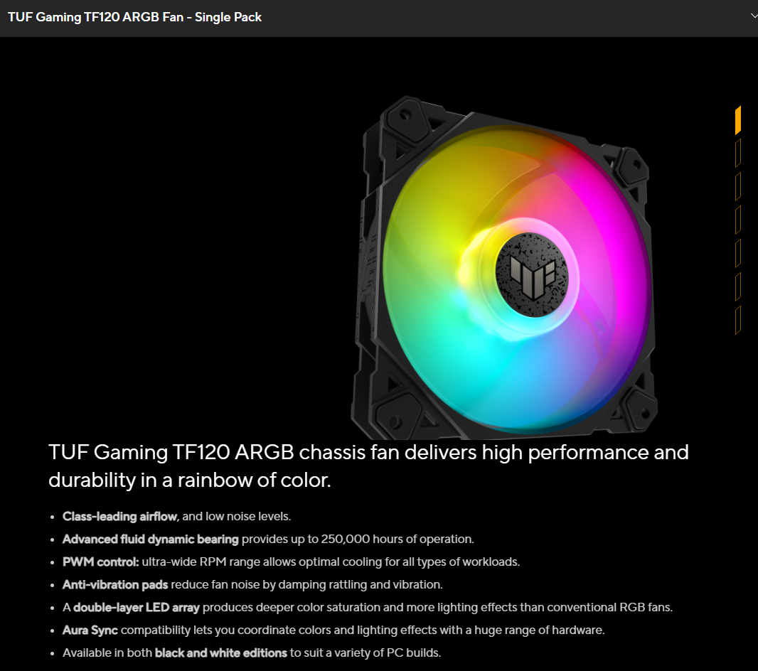 ASUS TUF Gaming TF120 White ARGB 120mm ARGB Fan - 1 Pack - Extremepc ...