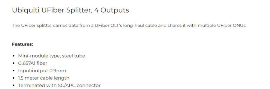 Unifi Router Spliter Ubiquiti UFiber Gigabit Passive Optical Network Splitter 1:4, For Use ...