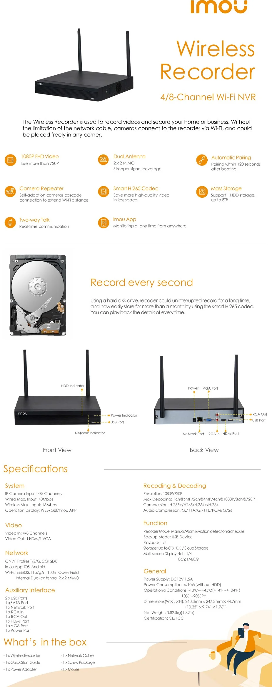 Imou Wireless Recorder NVR (Wireless Network Video Recorder) BPC