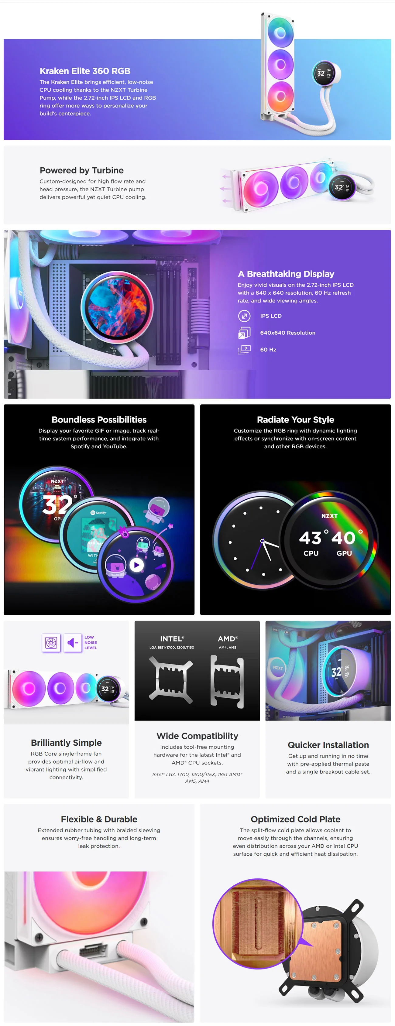 NZXT Kraken Elite 360 RGB 2024 V2 AIO CPU Cooler, Black | BPC Technology