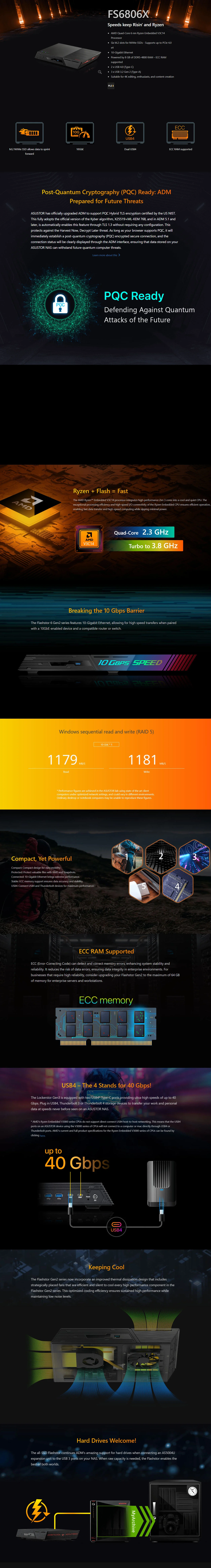 ASUSTOR 6-BAY NAS, 8GB, 10G(1), DESK, 3YR BPC