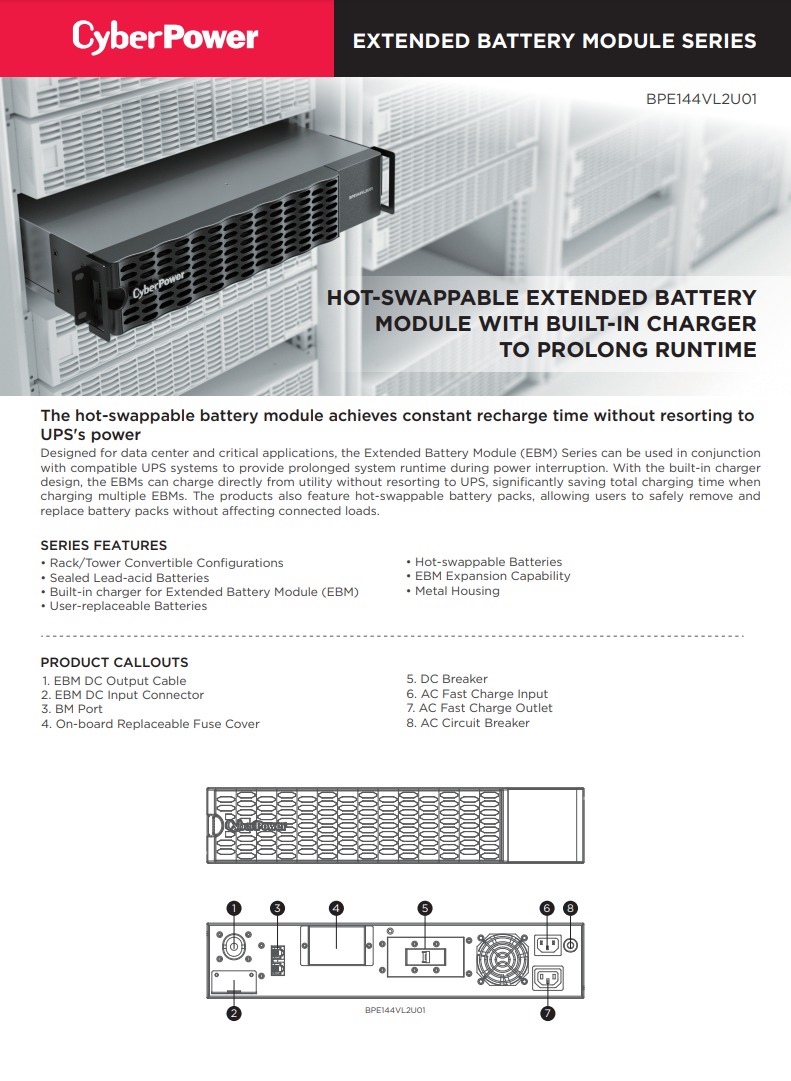 CyberPower Extended Runtime Battery Pack for OL6KERTHD | BPC Technology