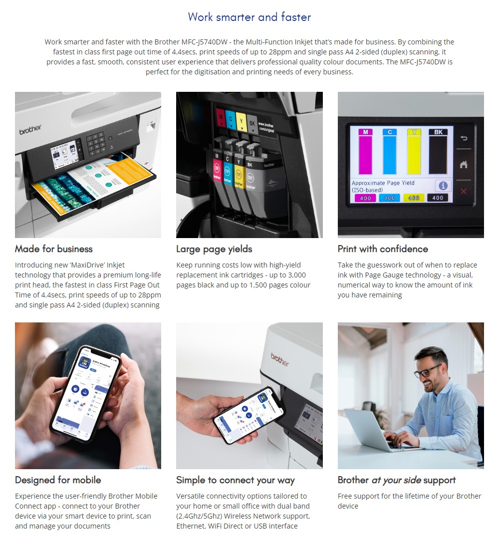 Brother MFCJ5740DW A3 Colour Multifunction InkJet Printer BPC Technology