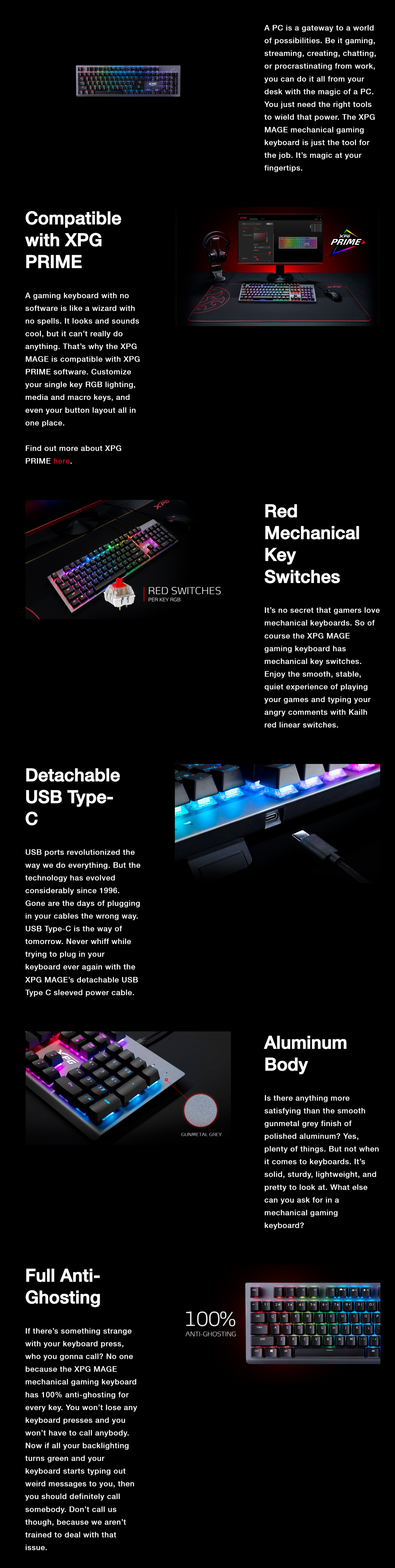ADATA XPG MAGE RGB Mechanical Keyboard KAILH Backlight Red switch ...