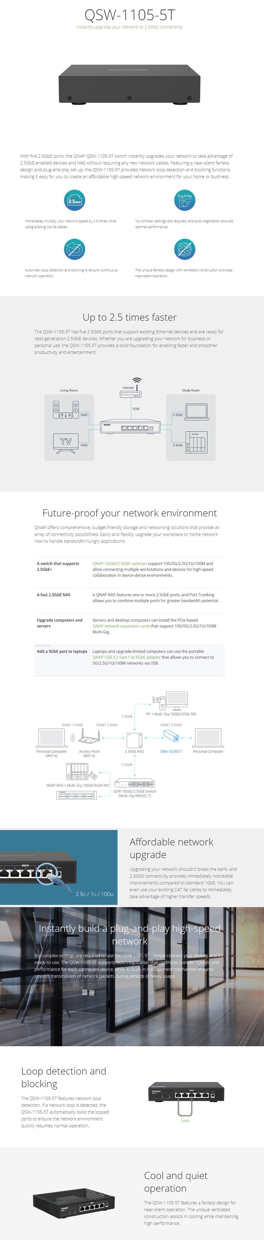 QNAP QSW-1105-5T 2.5G Ethernet Switch