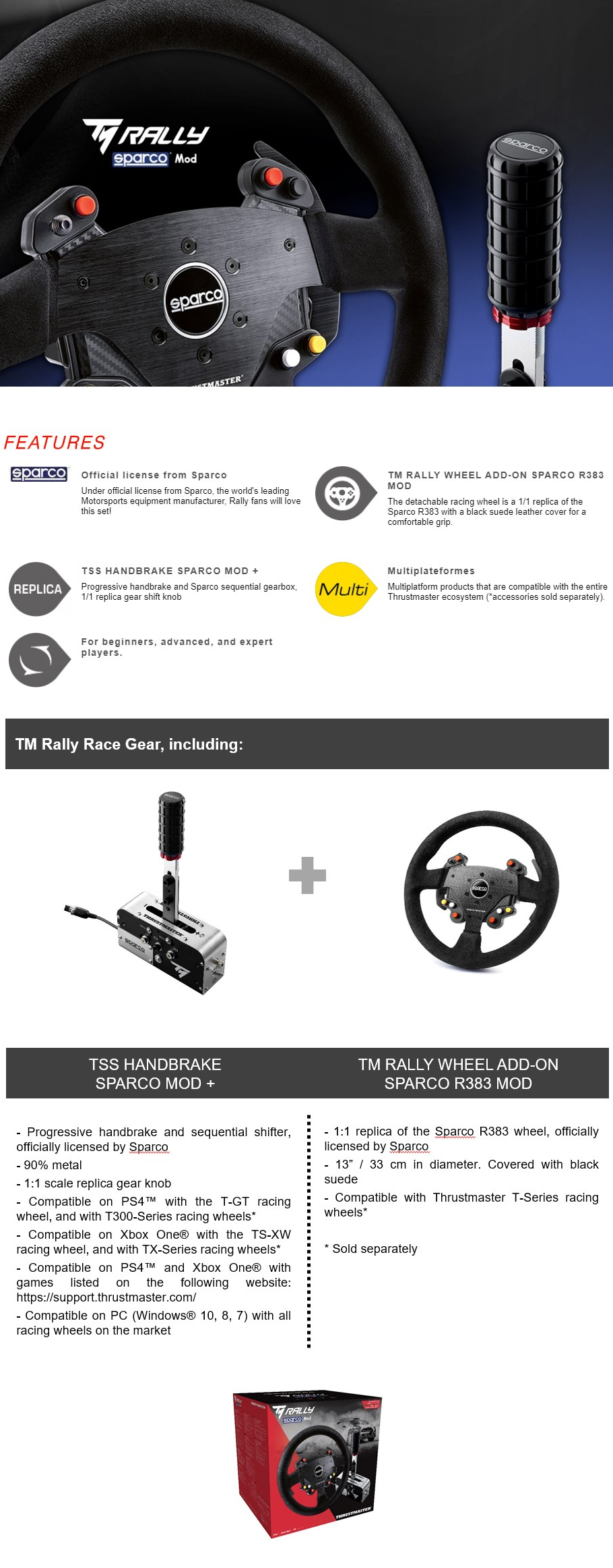 Thrustmaster TM Rally Race Gear Sparco MOD 