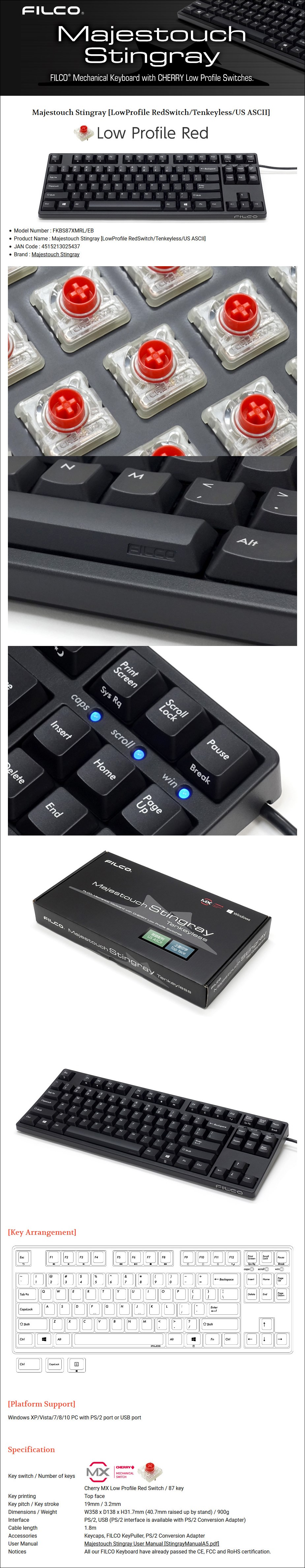 FILCO Majestouch Stingray TKL Mechanical Gaming Keyboard - Low Profile