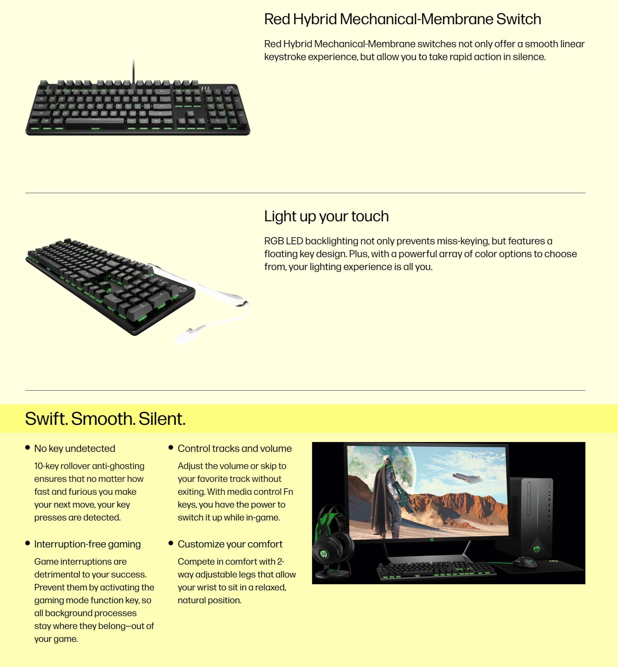 HP Pavilion 550 Hybrid Mechanical Membrane Gaming Keyboard BPC Technology